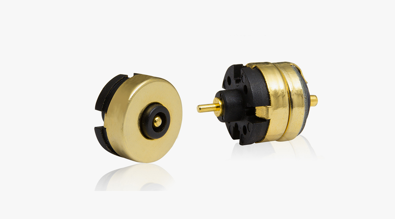 磁吸连接器 圆形磁性系列：2PIN，电镀黄铜Au10u，电压20V，电流3.5A，工作温度-30°~85°