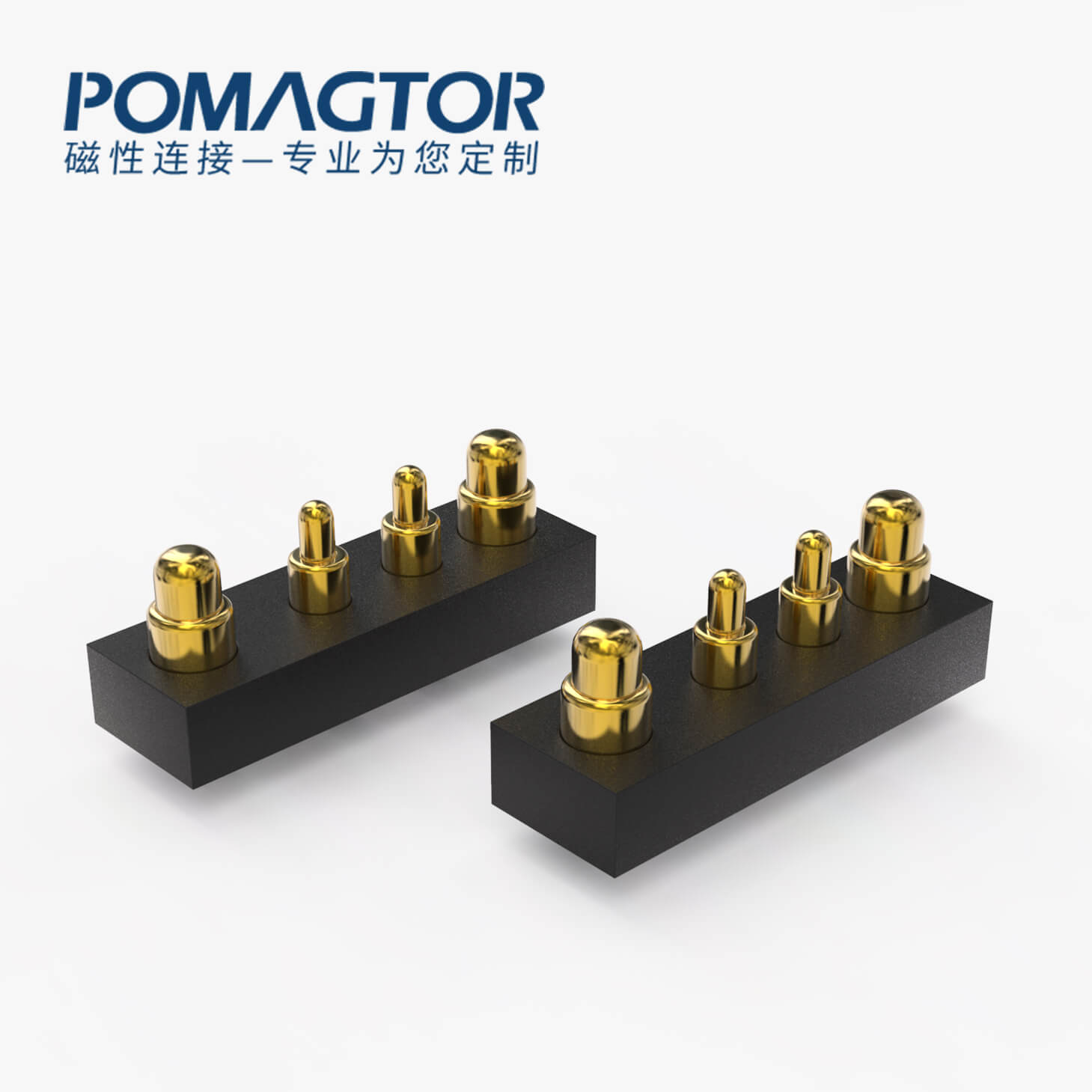 POGO PIN连接器 DIP式：4PIN，电镀黄铜Au10u，电压12V，电流1.2A，工作行程0.5mm:150gfMax，弹力30000次+，工作温度-30°~85°
