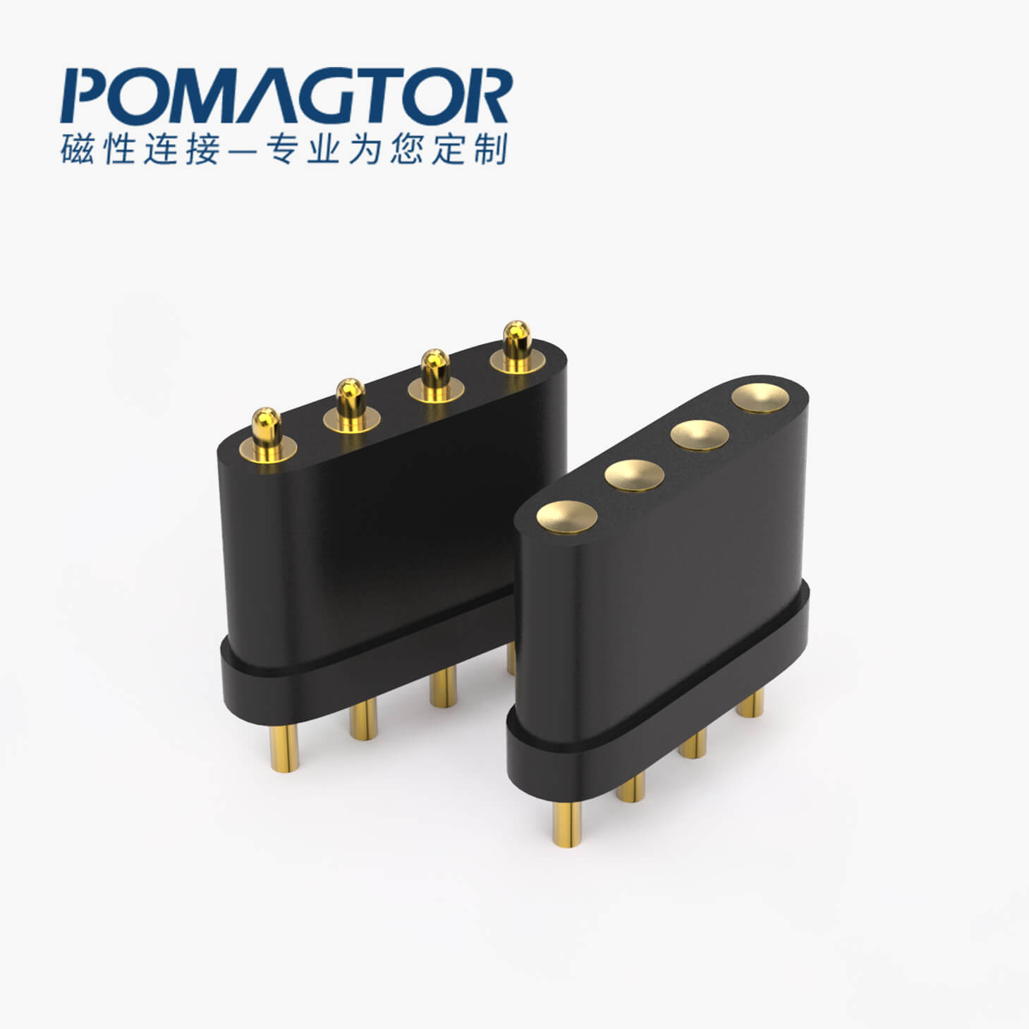 POGO PIN连接器 DIP式：4PIN，电镀黄铜Au3u，电压12V，电流1A，工作温度-30°~85°