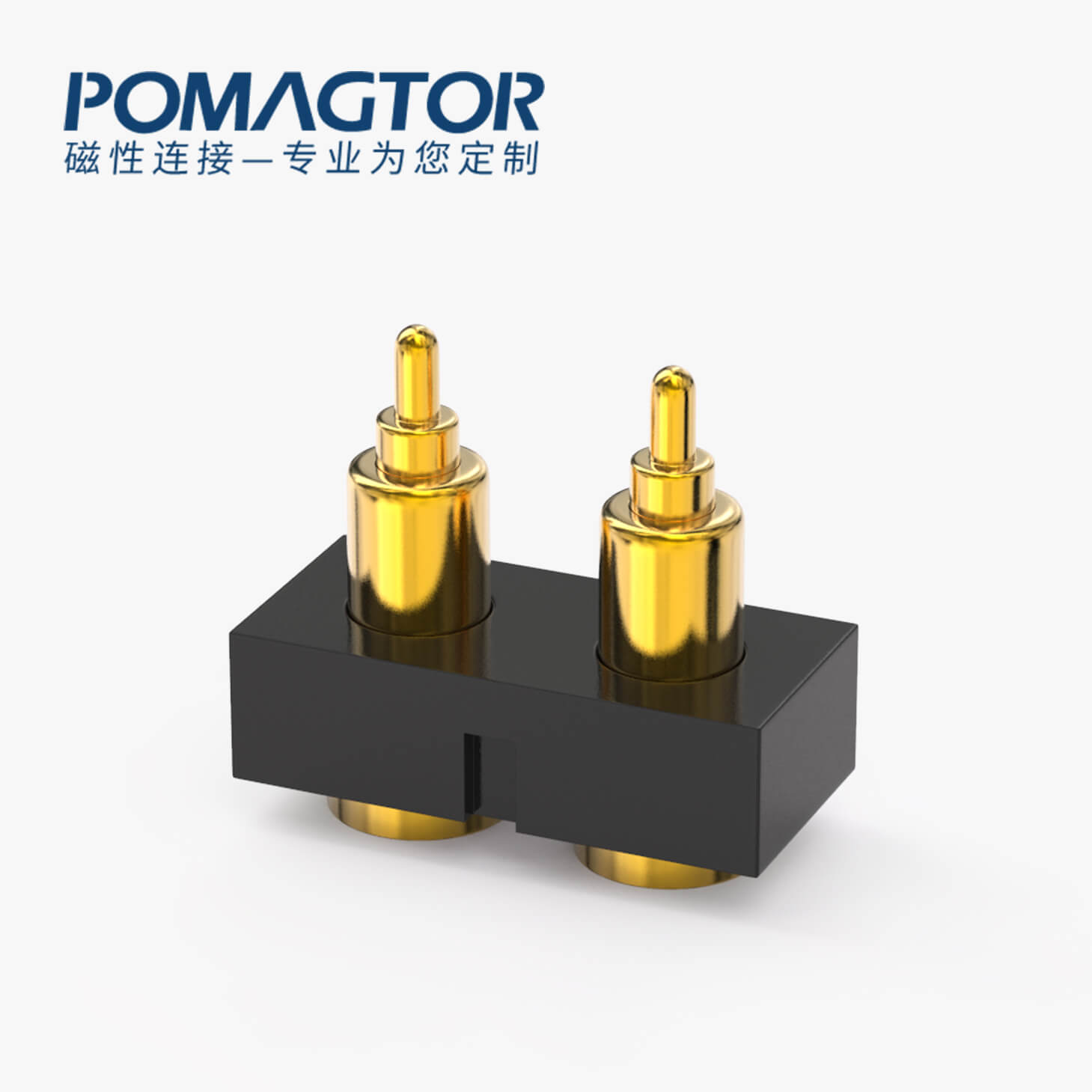 POGO PIN连接器 SMT式：2PIN，电镀黄铜Au3u，电压12V，电流1.2A，工作行程0.8mm:150gfMax，弹力30000次+，工作温度-30°~85°