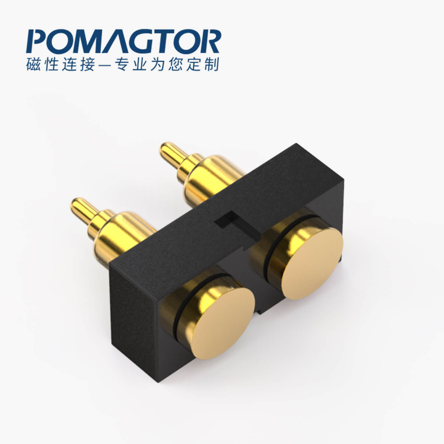 POGO PIN连接器 SMT式：2PIN，电镀黄铜Au3u，电压12V，电流1.2A，工作行程0.8mm:150gfMax，弹力30000次+，工作温度-30°~85°