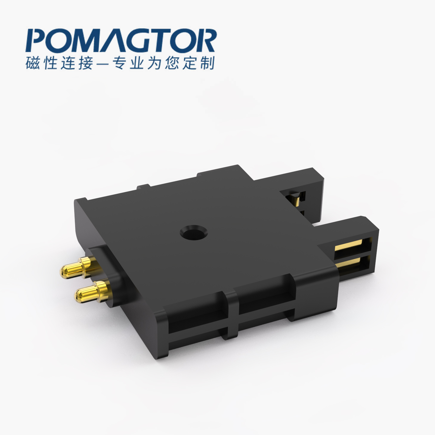 POGO PIN连接器 其他类：2PIN，电镀黄铜Au5u，电压12V，电流4A，工作行程2.5mm:80gfMax，弹力10000次+，工作温度-30°~85°